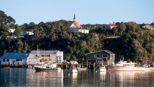 Oban Wharf on Stewart Island, New Zealand.