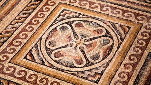 Mosaic at archarological site in the Cappadocia region.
