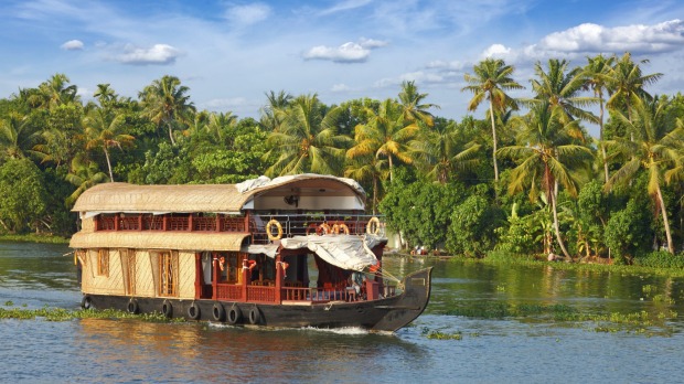 Houseboat on Kerala backwaters. Kerala, India