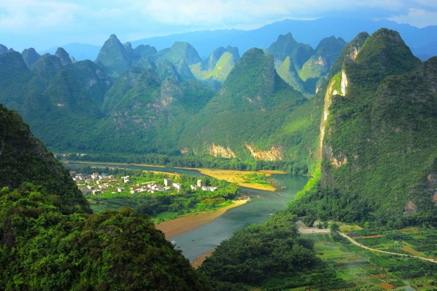 Overlooking the river near Guilin.
