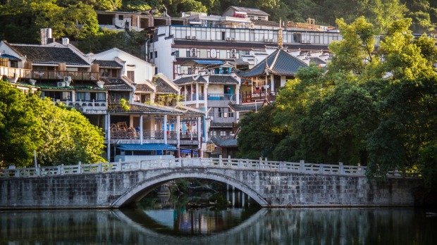 A village on the Li river in Yangshuo.