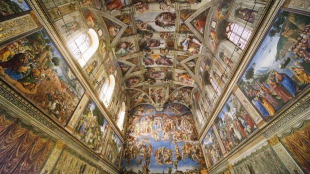 Watching over you: A view of the ceiling at the Sistene Chapel in Rome.