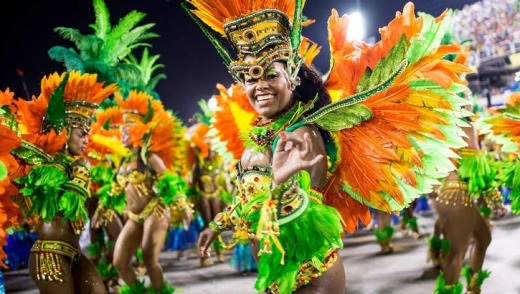 Sleek beauty: Samba dancers strut their stuff during Carnival.