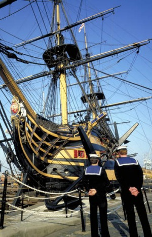 Sailors by HMS Victory.
