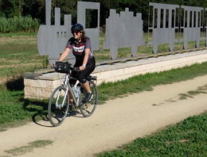 Cycling along the Carrilet Greenway.