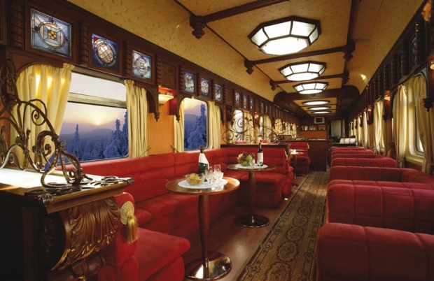 The Bar Lounge Car on a Golden Eagle luxury train.