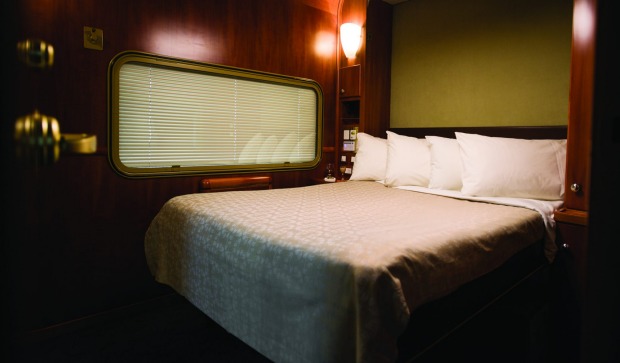 A Platinum-class double cabin aboad the Indian Pacific train between Sydney and Perth.