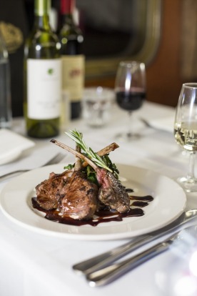 One of the dishes and wines serves in the Queen Adelaide restaurant dining carriage on the Indian Pacific between Sydney ...
