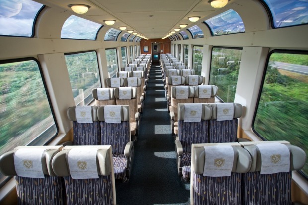 The Rocky Mountaineer's glass viewing dome offers spectacular viewing.