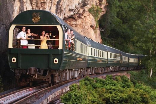 Enjoying the scenery from the Eastern & Orient Express.