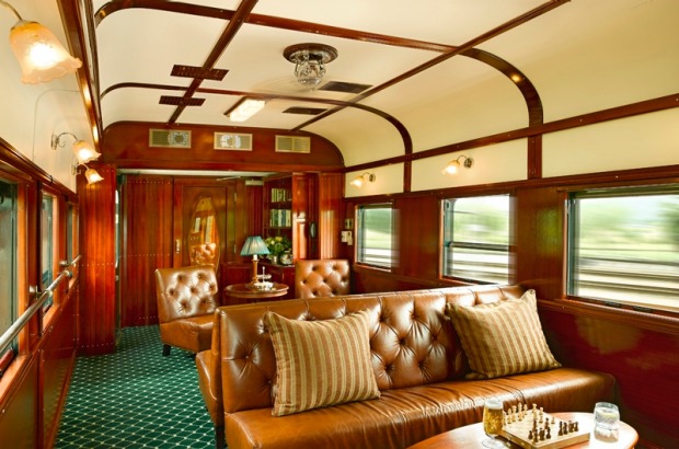 The club lounge on board the Pride of Africa train.