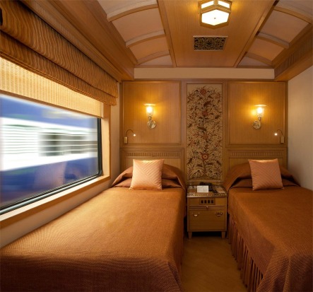 A deluxe cabin on board the Maharajas' Express.