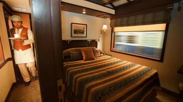 A deluxe cabin on board the Maharajas' Express.