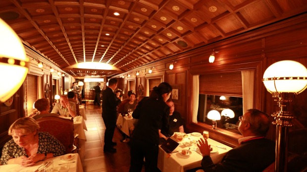 Luxurious dining: No expense is spared on Japan's Seven Stars rail trip, operated by JR Kyushu Railway Company.
