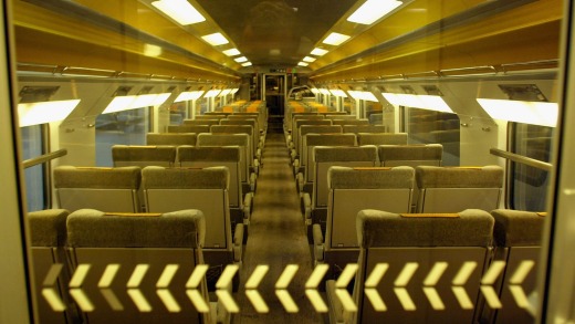 The interior of the Eurostar.