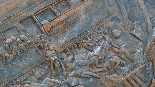 Tragic relief: A detail at the memorial site of the Sir Lanka's worst rail disaster, in 2004, when a tsunami struck.