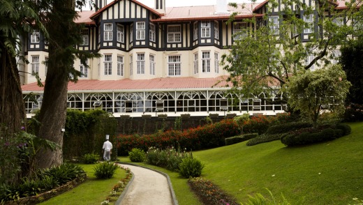 Colonial remains: The gardens of the English-style Grand Hotel at Nuwara, Eliya are a manicured delight.