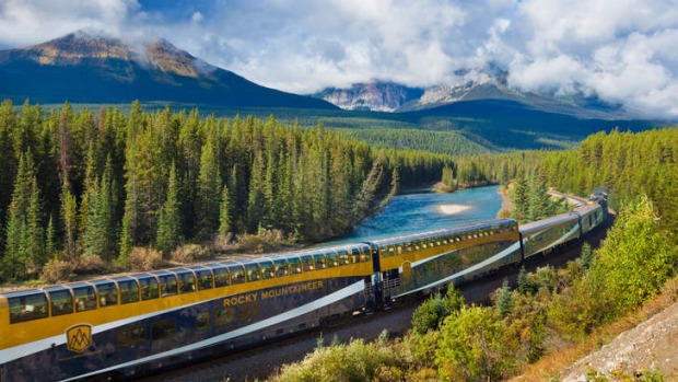 Forest passage: the Rocky Mountaineer near Lake Louise.