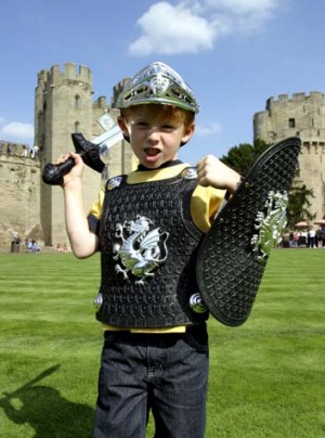 Dressing up at Warwick Castle.