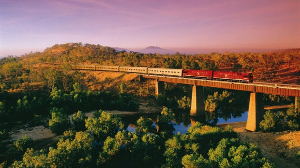 Legendary ... The Ghan at a bridge crossing.