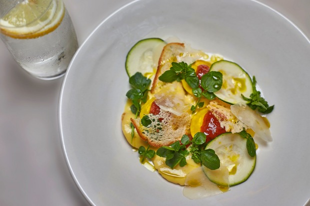 Smoked Mozzarella eggplant mezzalune pasta, tomato, squash and zucchini served at COMO The Treasury, Perth.