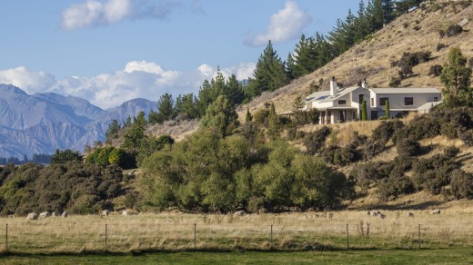 Riverun Lodge tucked into a hillside.