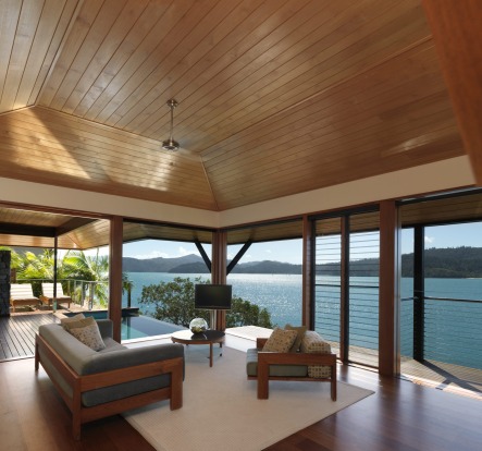 The living area of a Windward Pavilion at Qualia.