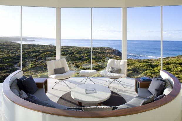 The Osprey Pavilion Lounge at Southern Ocean Lodge, Kangaroo Island.