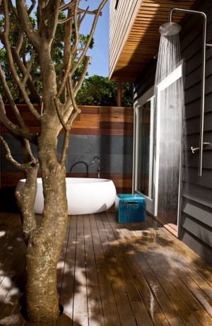 An open-air shower is just one of the features of Lidgbird Pavilion.