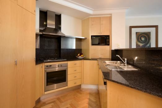 The kitchen in a Pullman Quay Grand Sydney harbour suite.