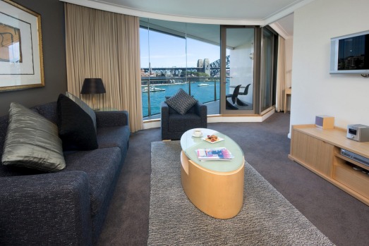 The Pullman Quay Grand harbour suite lounge.