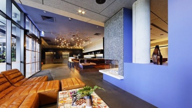 Striking use of colours in the Alpha Mosaic Hotel.