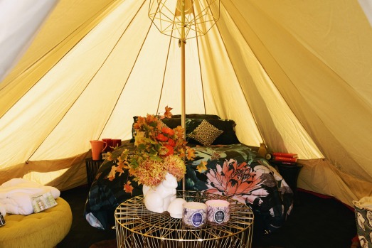 Inside one of the St Jerome's tents.