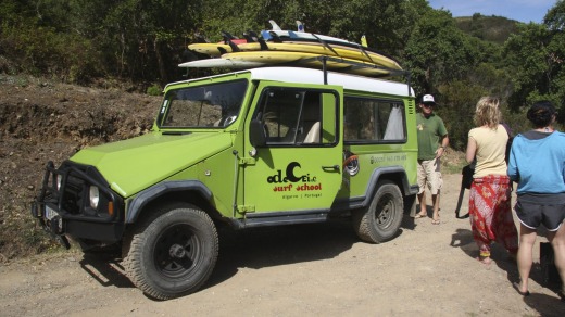 Odeceixe Surf School's ex-Army Jeep.