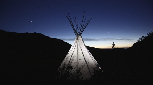 The big tipi after dark.