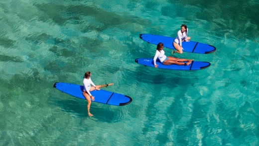 Taking a rest on paddleboards.