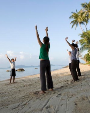 Exercises on the beach.