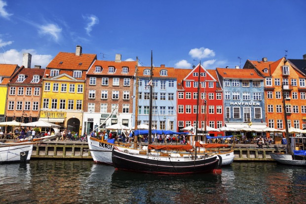 Nyhavn, Copenhagen, Denmark: The 300-year-old, village-like "New Harbour" of restored half-timber houses retains a ...