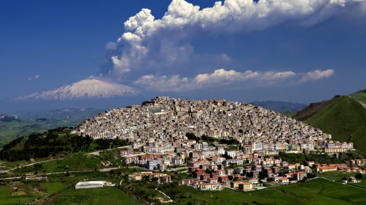 Hot picks: Gangi, Sicily, with Mount Etna erupting in the background.