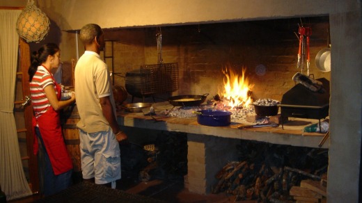 Cooking at Sandpiper guest cottages.