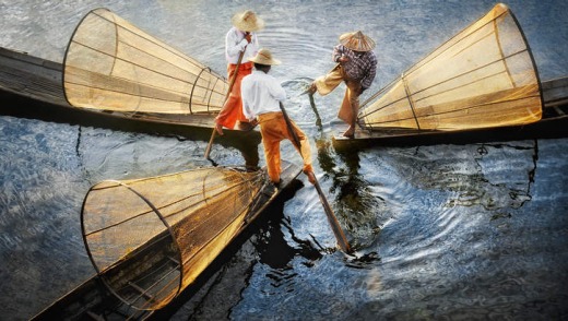 Burmese fishermen, Inle Lake.