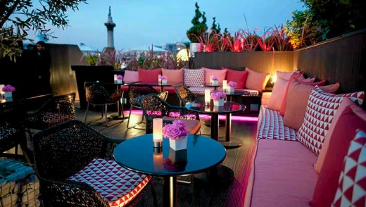 The Vista Bar atop Trafalgar Hotel, London.