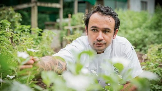 Chef Ihaka Peri in his garden at Likuliku Resort, Fiji.