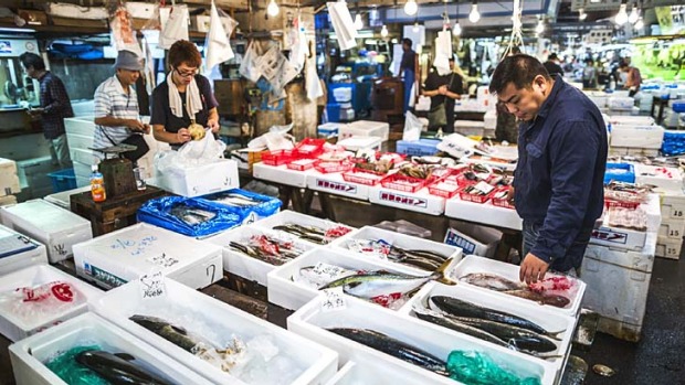 Not for sensitive noses: The Tsukiji fish market in Tokyo.