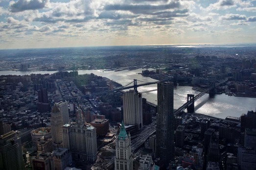 New York Port Authority officials unveil the stunning view from the top of One World Trade Centre, a 360-degree eagle’s ...