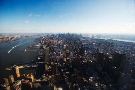 New York Port Authority officials unveil the stunning view from the top of One World Trade Centre, a 360-degree eagle’s ...