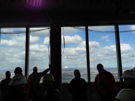 New York Port Authority officials unveil the stunning view from the top of One World Trade Centre, a 360-degree eagle’s ...