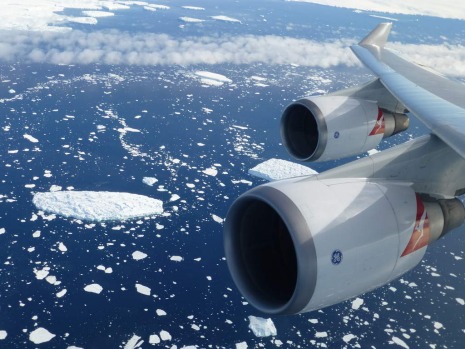 Spectacular views are on offer on a Antarctica sightseeing flight, from the comfort of a Qantas 747 jumbo jet.