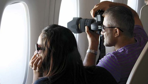 Camera at the ready on the 14-hour flight.