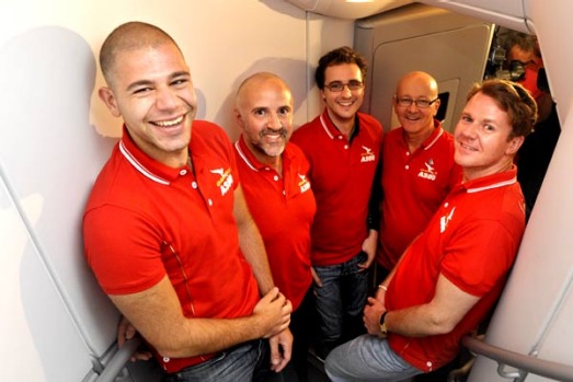 Revellers aboard the NYE 09 airbus A380, the first time one has flown to Antarctica.